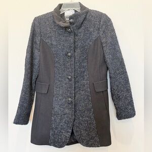 Kenzie Navy Tweed Color Block Coat Coat Sz L AZ